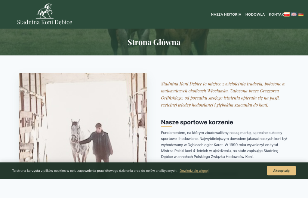 sk-debice.pl — website of a horse breeding stud, homepage screenshot