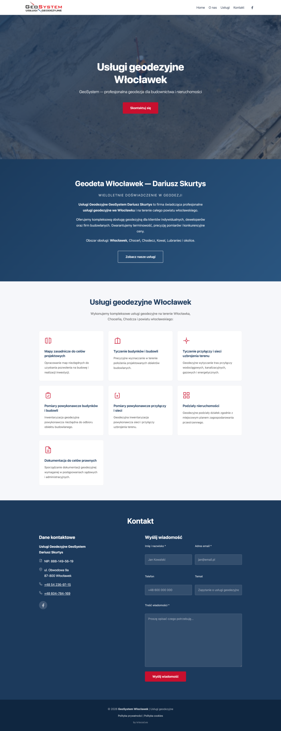geosystem.wloclawek.pl — surveying website screenshot
